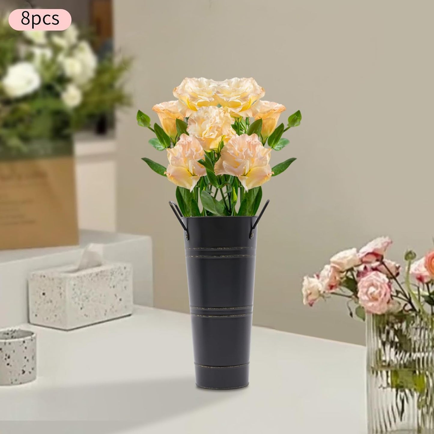 Retro Eisen-Blumeneimer mit Griffen – Dekorativer Metallblumentopf für Zuhause