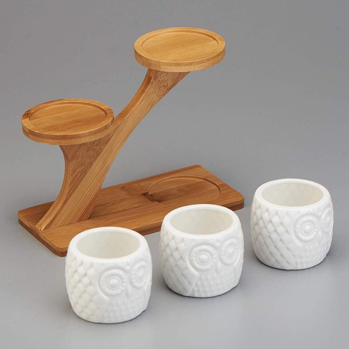 Dekorativer Pflanzenständer aus Holz – Pflanzentöpfe im Eulen-Design für Sukkulenten und Zimmerpflanzen