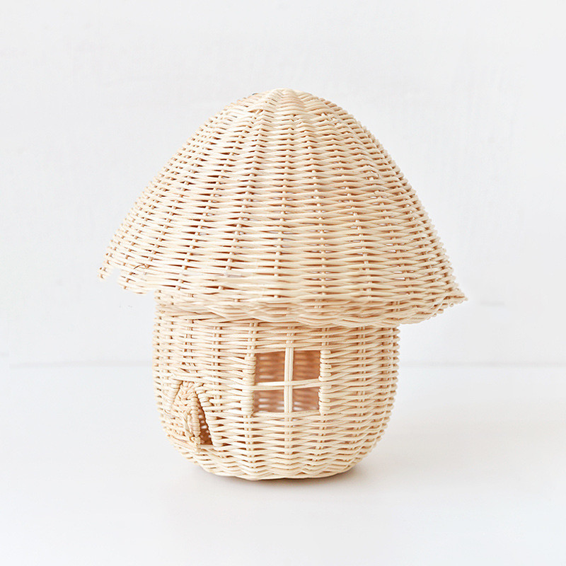 Handgefertigtes Rattan Pilzhaus Ornament – Wunderschöne Dekoration aus Geflecht für Zuhause