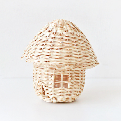 Handgefertigtes Rattan Pilzhaus Ornament – Wunderschöne Dekoration aus Geflecht für Zuhause