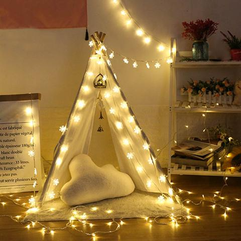 LED Schneeflocken Lichterkette für Innen und Außen – Dekorative Beleuchtung mit Warmweiß oder Buntlicht