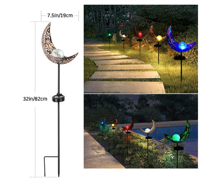 Solar Gartenleuchte aus Metall – Wasserdichtes LED Design in Mond-, Flammen-, Sonnen- oder Sternform