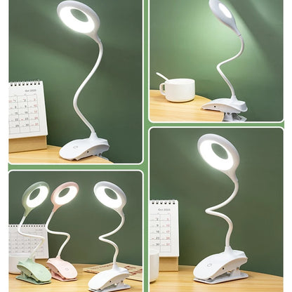 Wiederaufladbare LED Tischlampe mit Clip – Einstellbare Schreibtischleuchte für Homeoffice und Studium