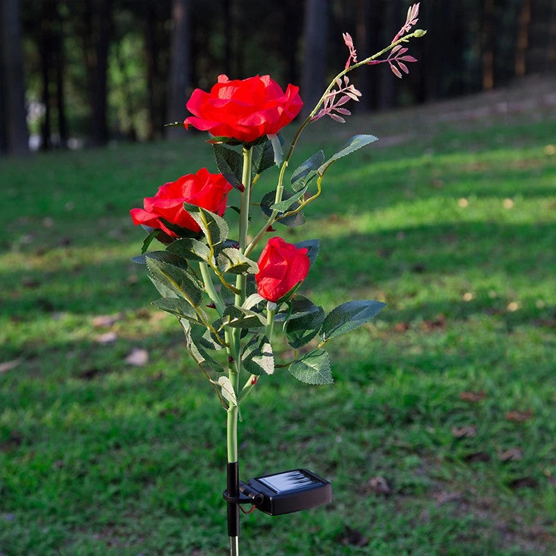 Solarbetriebene Rosen-Lichter – Gartenstecker mit Solarpanel für dekorative Beleuchtung