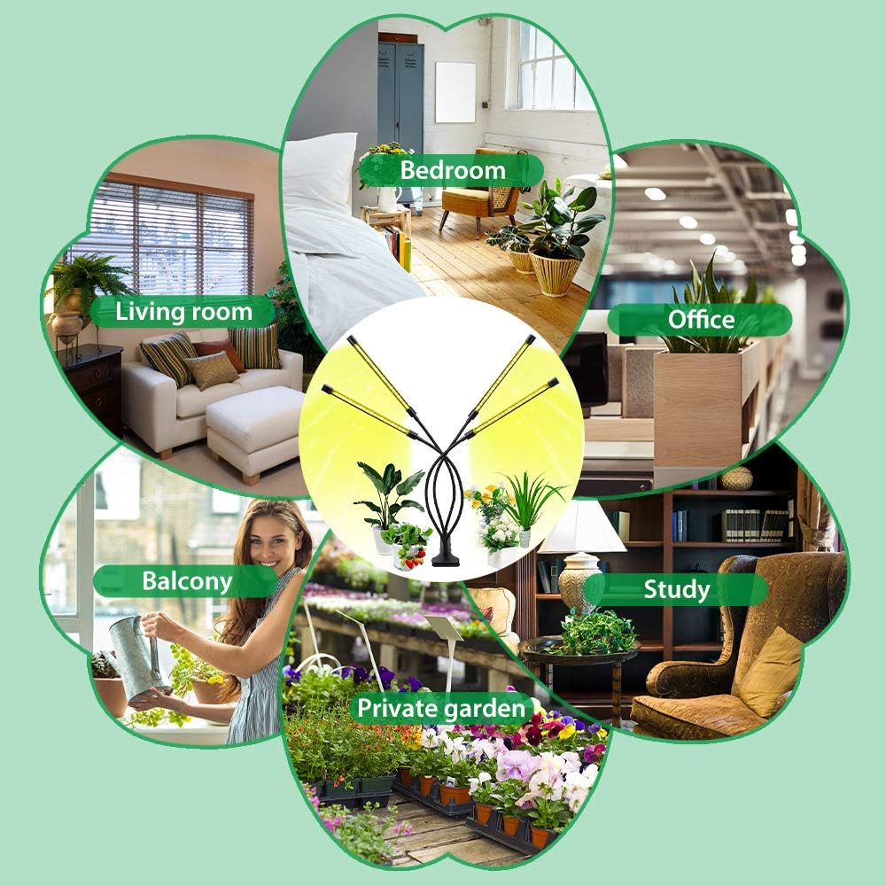 Pflanzenwachstumslicht mit 4 Flexiblen Armen und Dimmfunktion für Indoor-Gärten