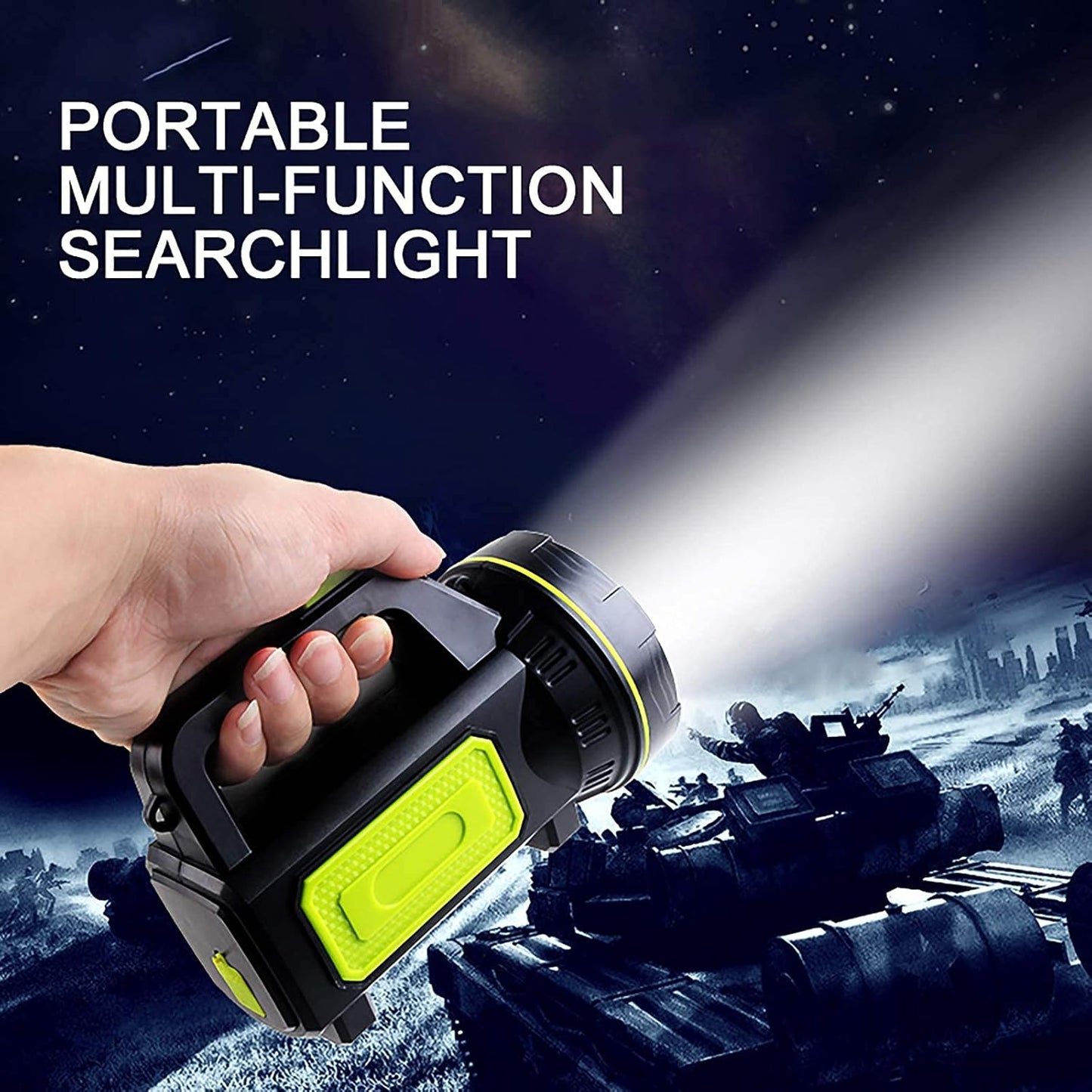 LED Taschenlampe mit Seitenscheinwerfer – Tragbare Arbeitslampe für Camping und Notfälle