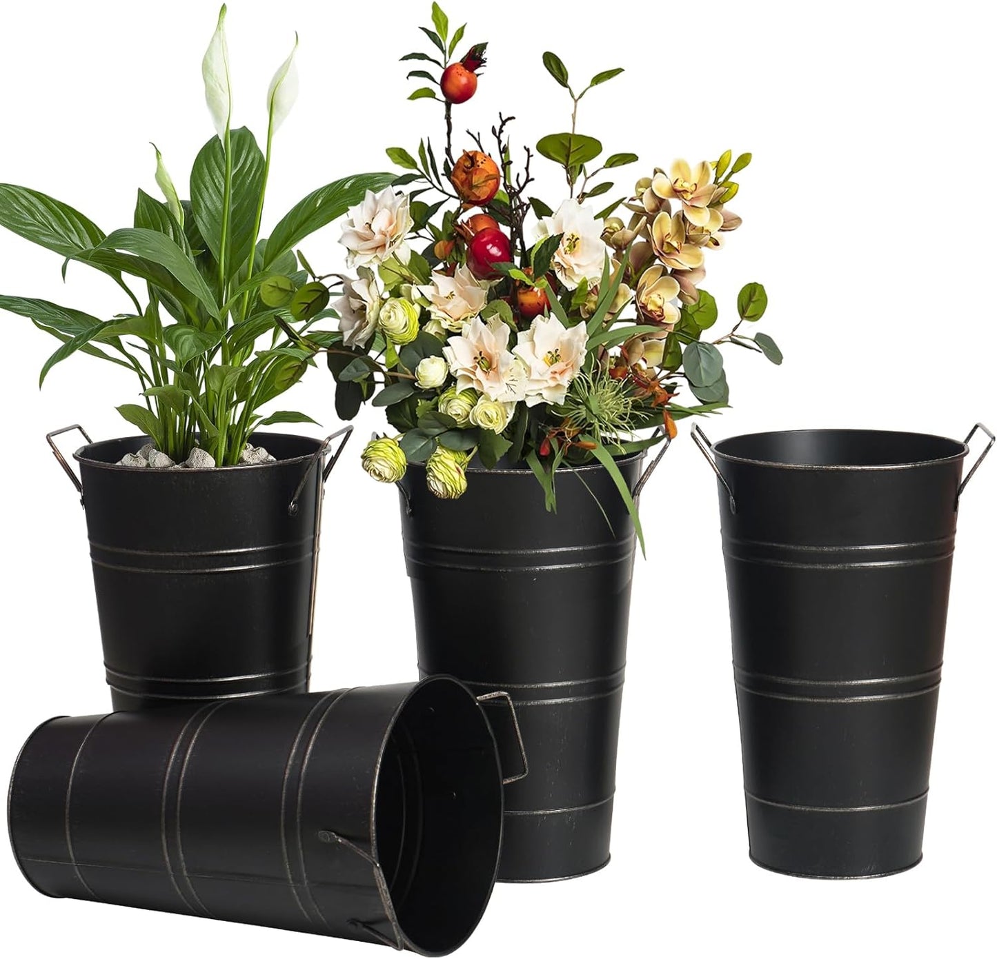 Retro Eisen-Blumeneimer mit Griffen – Dekorativer Metallblumentopf für Zuhause