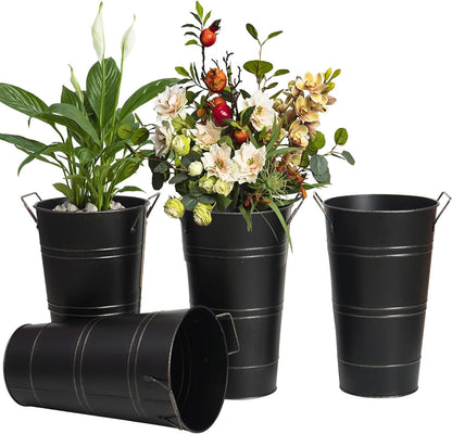Retro Eisen-Blumeneimer mit Griffen – Dekorativer Metallblumentopf für Zuhause