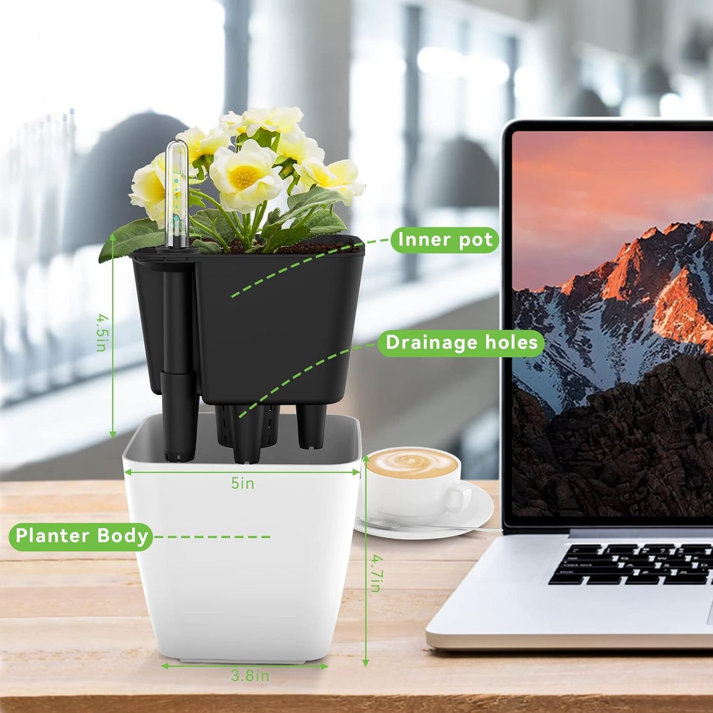 Blumentopf mit Bewässerungssystem – Selbstbewässernder Pflanztopf für Innen- und Außennutzung
