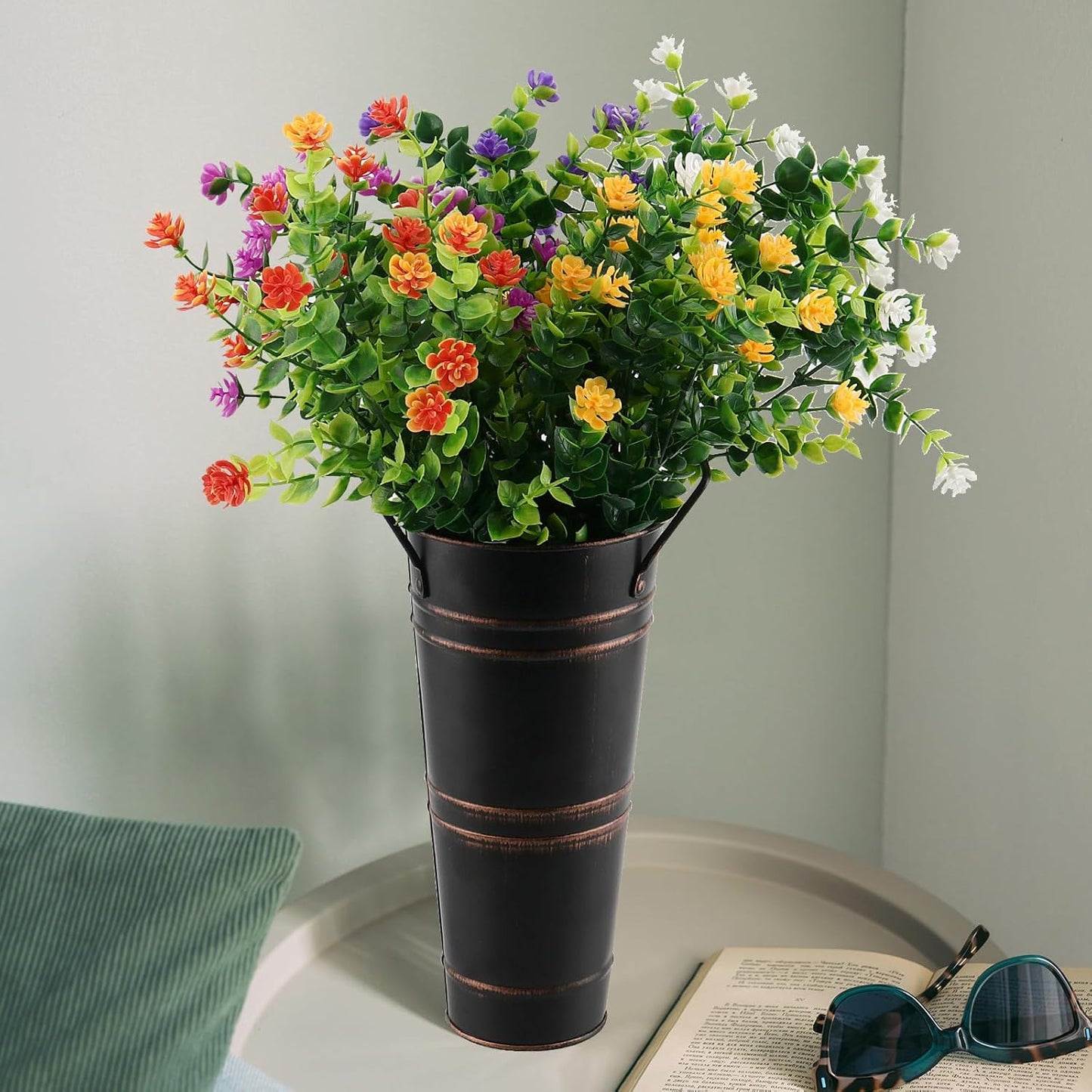 Retro Eisen-Blumeneimer mit Griffen – Dekorativer Metallblumentopf für Zuhause