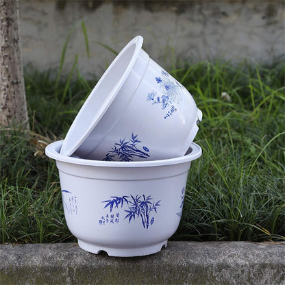 Blumentopf aus Kunststoff mit Bambusmotiv – Eleganter Pflanztopf für Balkon und Garten