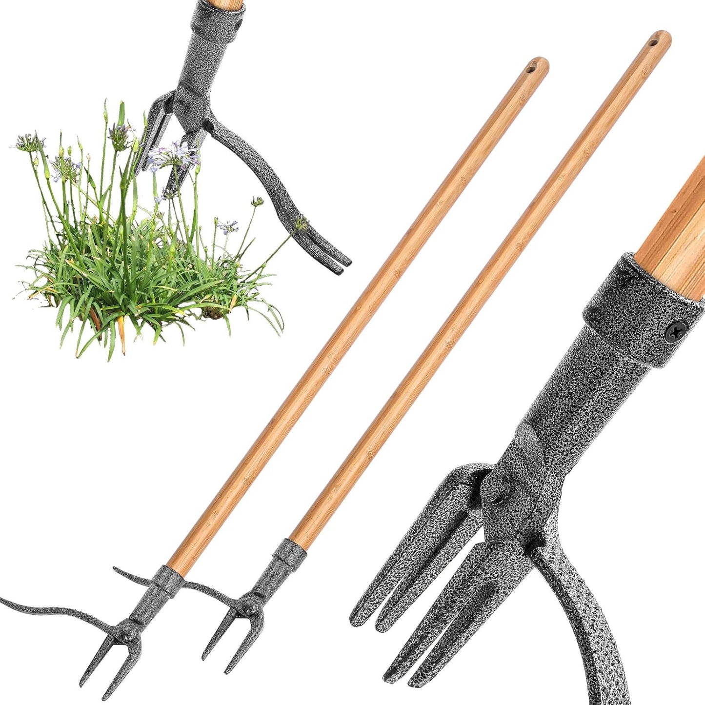 Unkrautzieher mit 4-Krallen-Kopf – Effektives Gartenwerkzeug aus Eisen zur Wurzelentfernung
