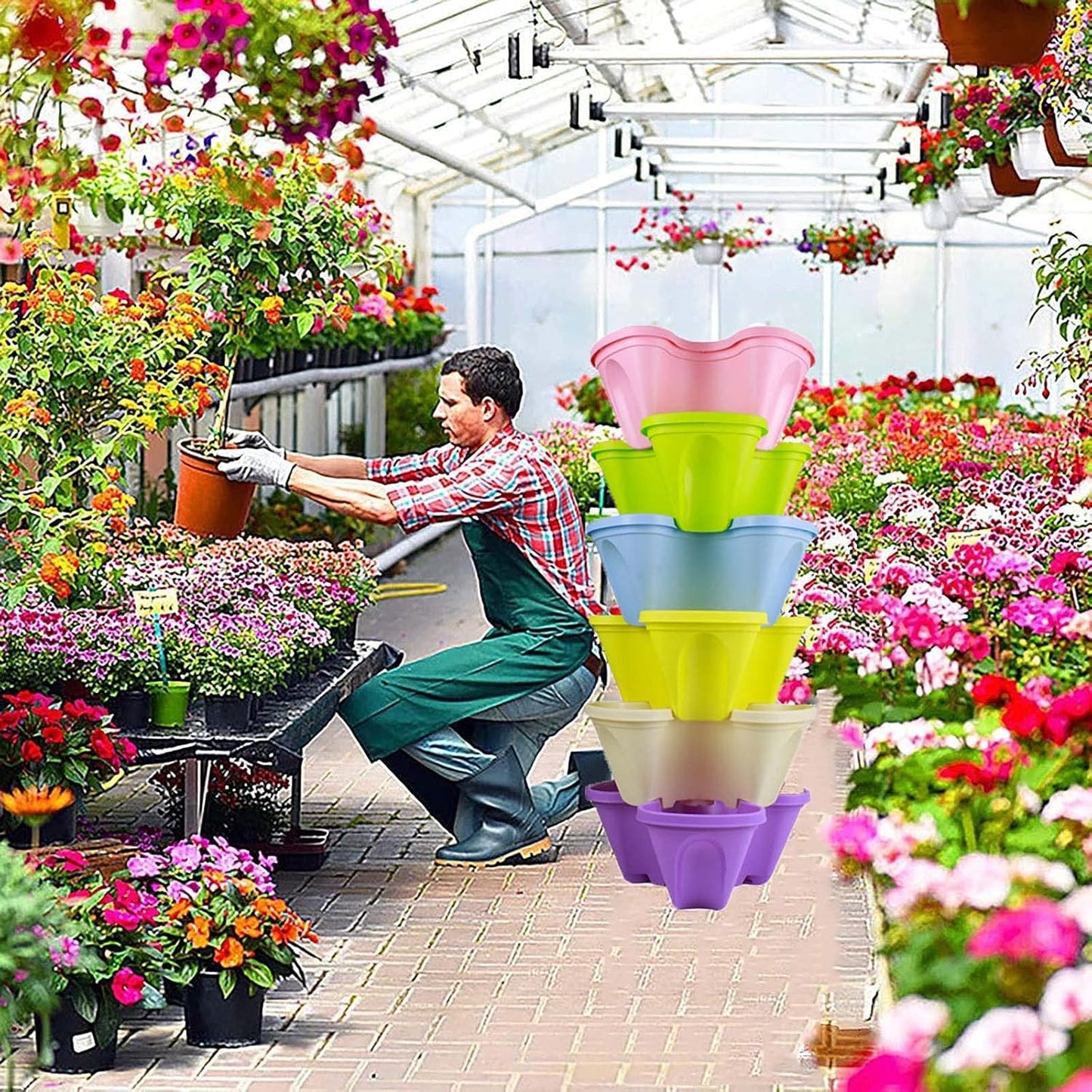 Stapelbarer Pflanzenturm für Kräuter und Gemüse – Vertikale Gartenpflanzkübel für Innen und Außen