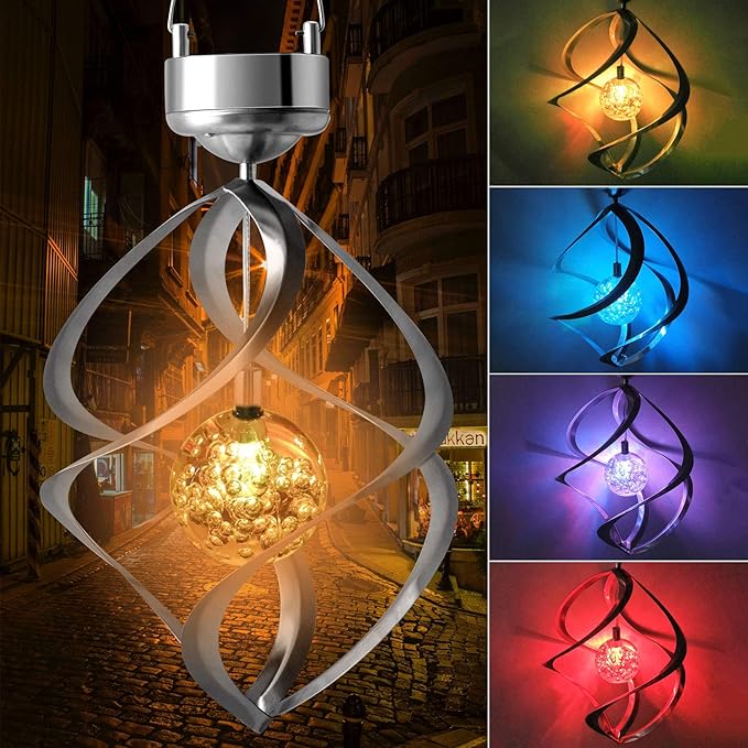 LED Solar Windspiel mit Farbwechsel – Dekorative Gartenbeleuchtung für Außenbereich