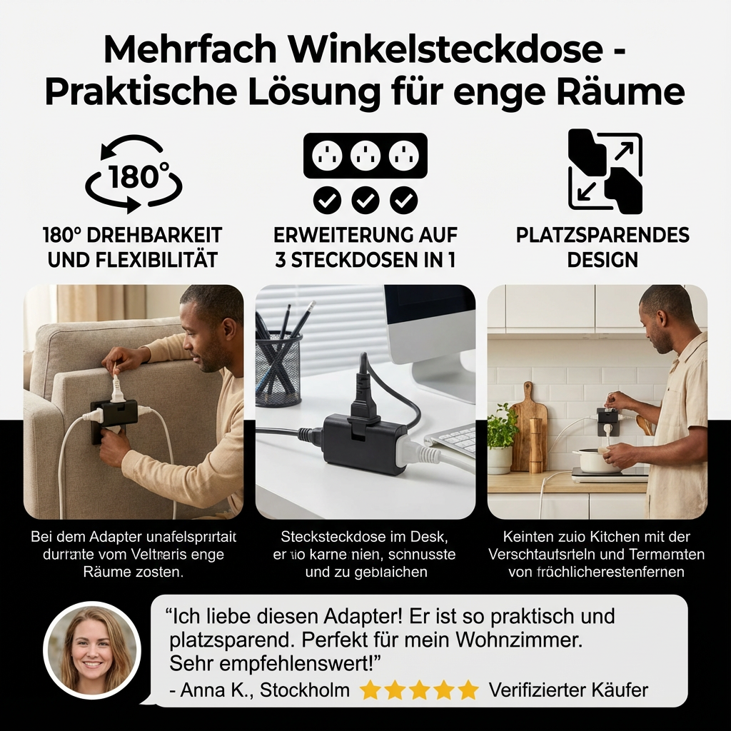 Mehrfach Winkelsteckdose - Praktische Lösung für enge Räume