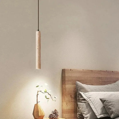 Schlichter Travertin LED Kronleuchter im Wabi-Sabi Design