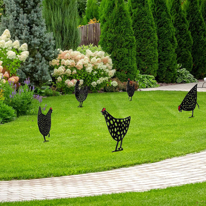 Dekorative Hühner aus Metall – Gartenstecker Set für den Außenbereich