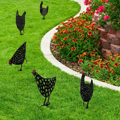 Dekorative Hühner aus Metall – Gartenstecker Set für den Außenbereich