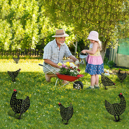 Dekorative Hühner aus Metall – Gartenstecker Set für den Außenbereich