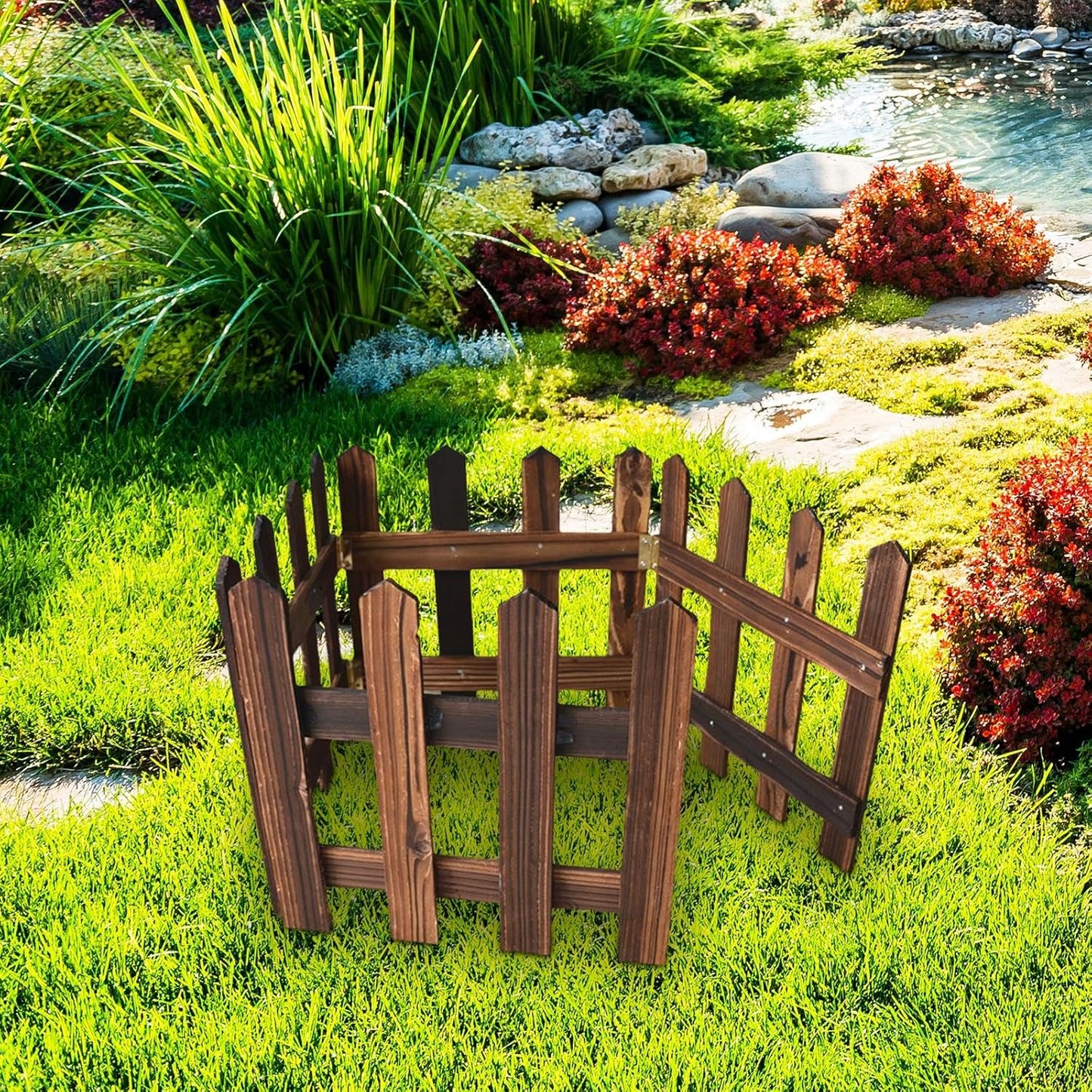 Dekorativer Holz Gartenzaun für Beete und Außenbereiche
