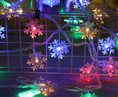 LED Schneeflocken Lichterkette für Innen und Außen – Dekorative Beleuchtung mit Warmweiß oder Buntlicht