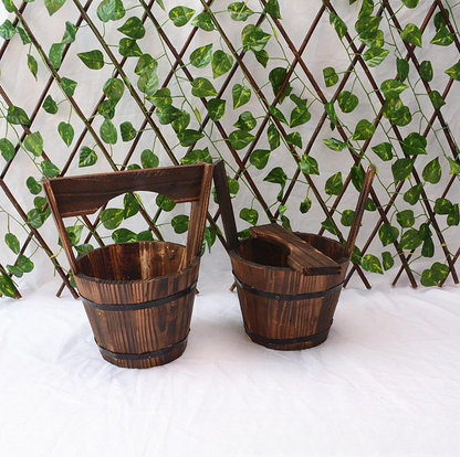 Holz Eimer Pflanzkübel im Fässer-Design für Garten und Terrasse – Dekorative Blumentöpfe aus Holz