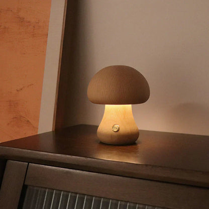 Hölzernes Pilz-LED-Nachtlicht – Charmante Lampe im Naturdesign für Gemütliche Atmosphäre