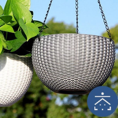 Geflochtener Hängekorb für Pflanzen mit Kette – Ideal für Balkon und Garten