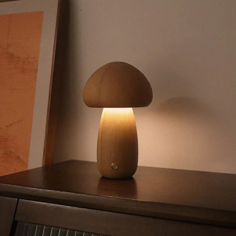 Hölzernes Pilz-LED-Nachtlicht – Charmante Lampe im Naturdesign für Gemütliche Atmosphäre