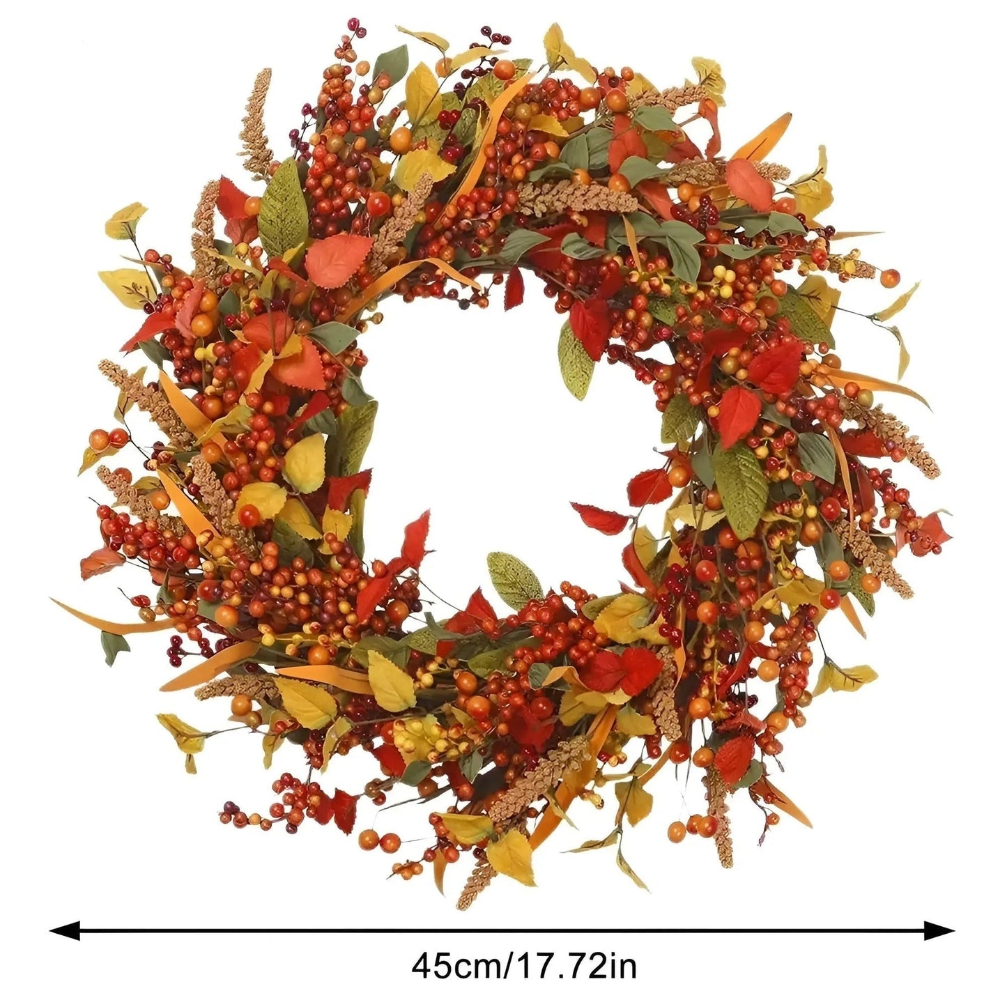 Herbstlicher Rattan-wandkranz Mit Beeren Und Blättern