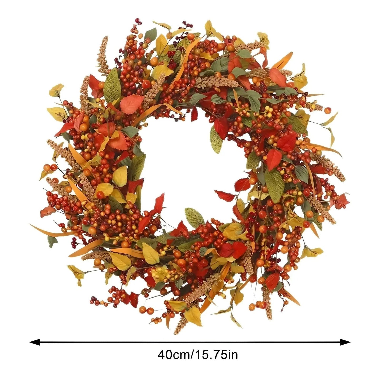 Herbstlicher Rattan-wandkranz Mit Beeren Und Blättern