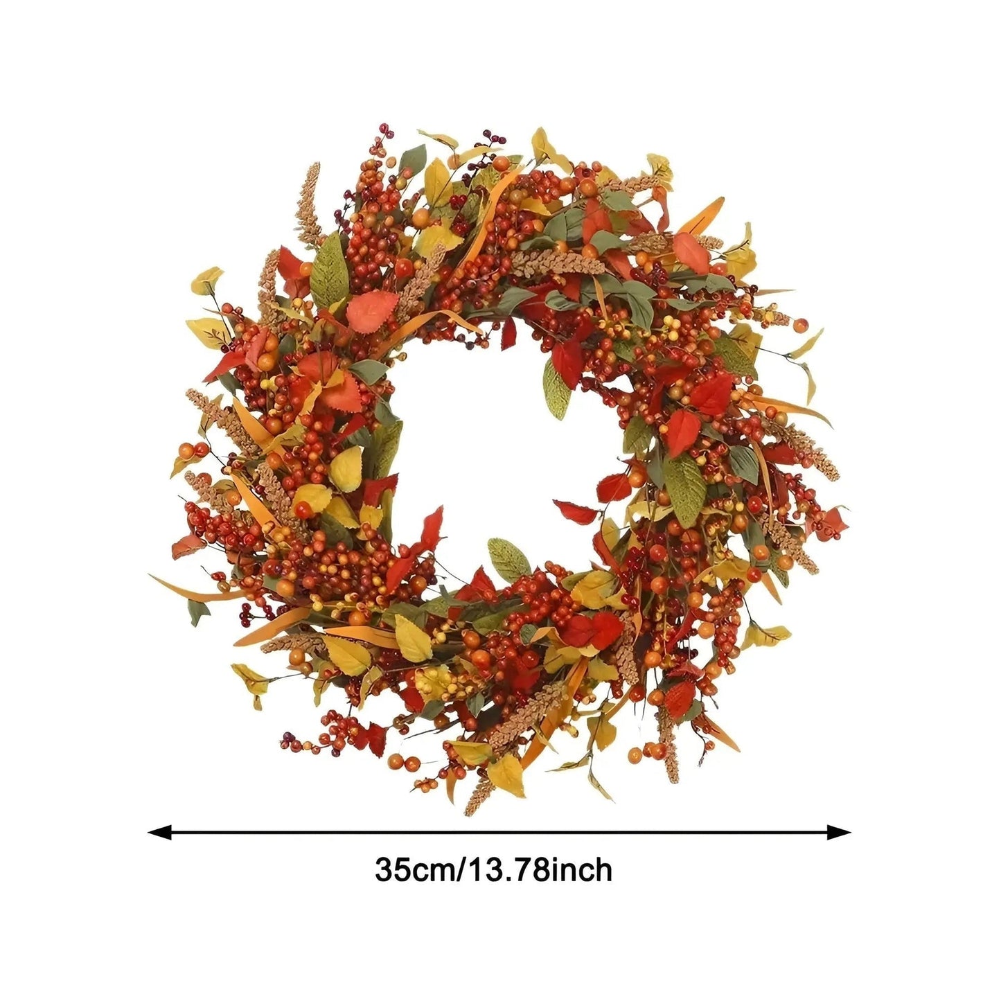 Herbstlicher Rattan-wandkranz Mit Beeren Und Blättern
