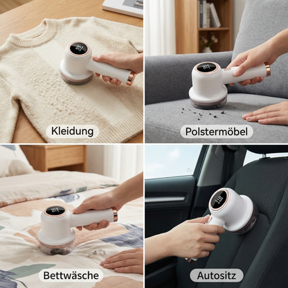 Elektrischer Fusselentferner mit LED-Display – Wiederaufladbarer Textilrasierer mit 3 Stufen & großem Auffangbehälter