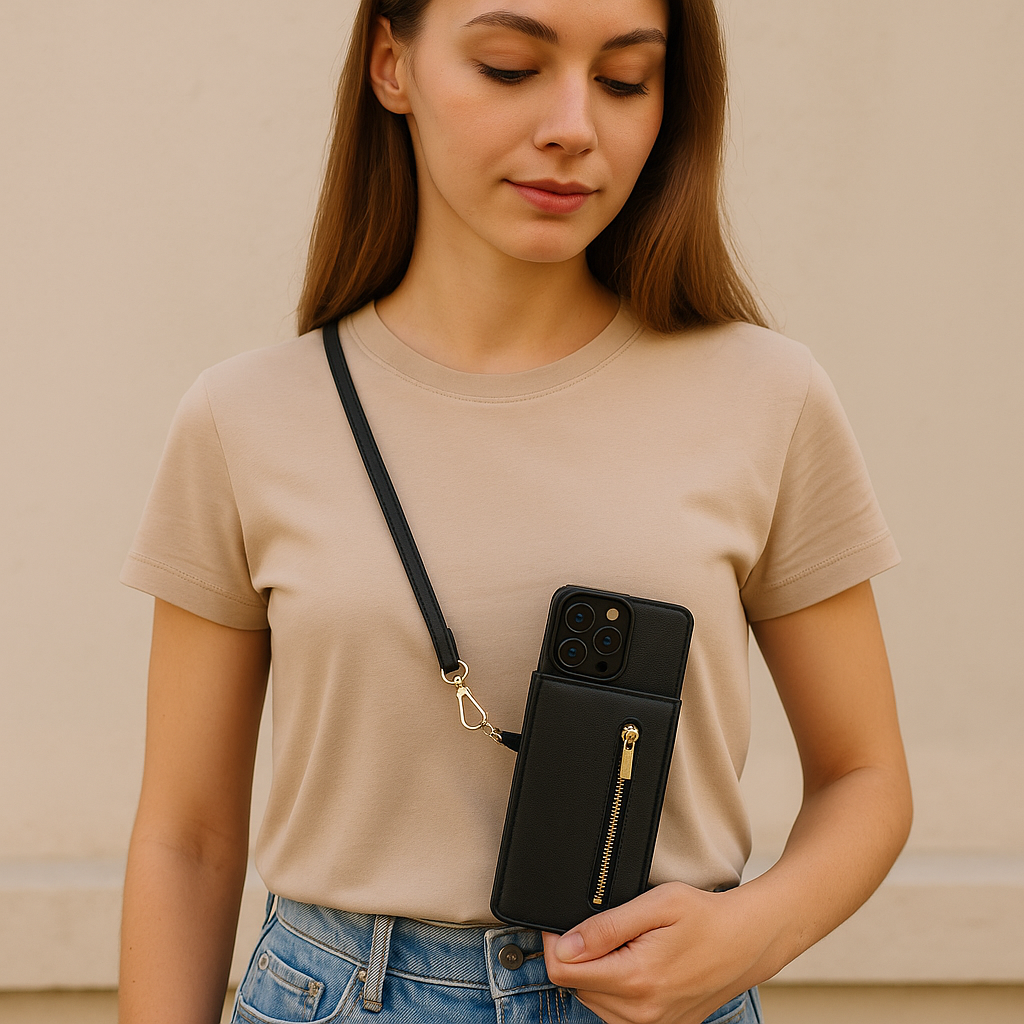 3in1 Handyhülle mit Karten und Münzfach Umhänge Tasche