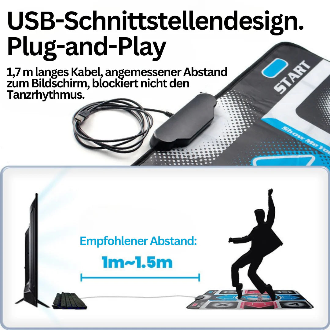 Interaktive Tanzmatte mit Musik und Bewegungssensor für spielerisches Fitness-Training