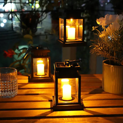 Solar Laterne mit LED Kerze – Hängelampe für Garten & Terrasse, Dekolicht für Außenbereich
