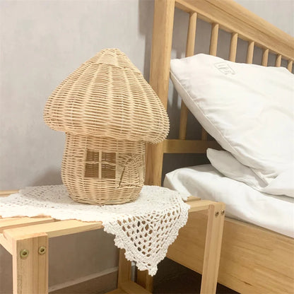Handgefertigtes Rattan Pilzhaus Ornament – Wunderschöne Dekoration aus Geflecht für Zuhause