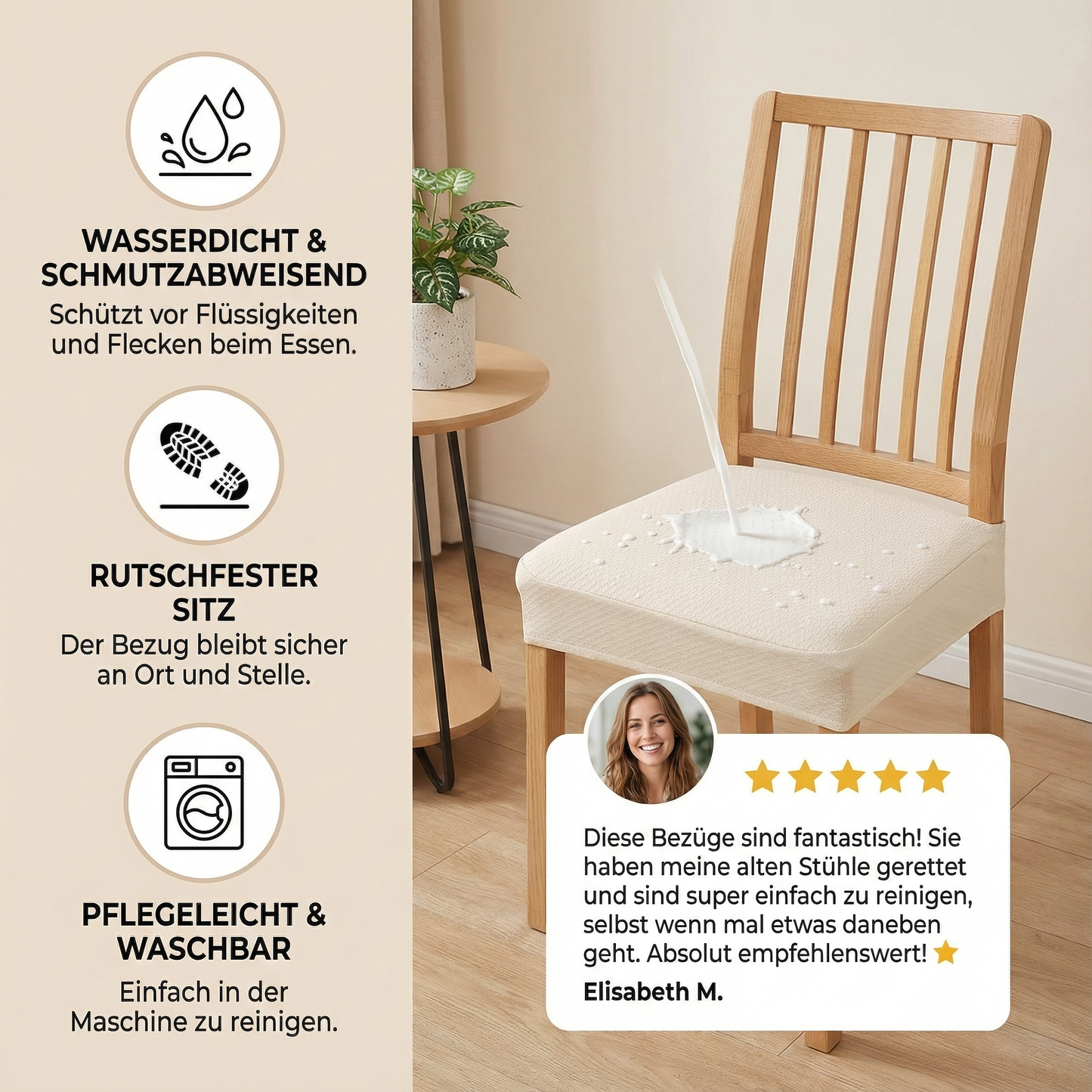 Wasserfester Jacquard-Stuhlkissenbezug – Rutschfest & Pflegeleicht