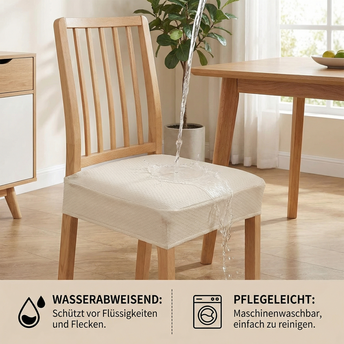 Wasserfester Jacquard-Stuhlkissenbezug – Rutschfest & Pflegeleicht