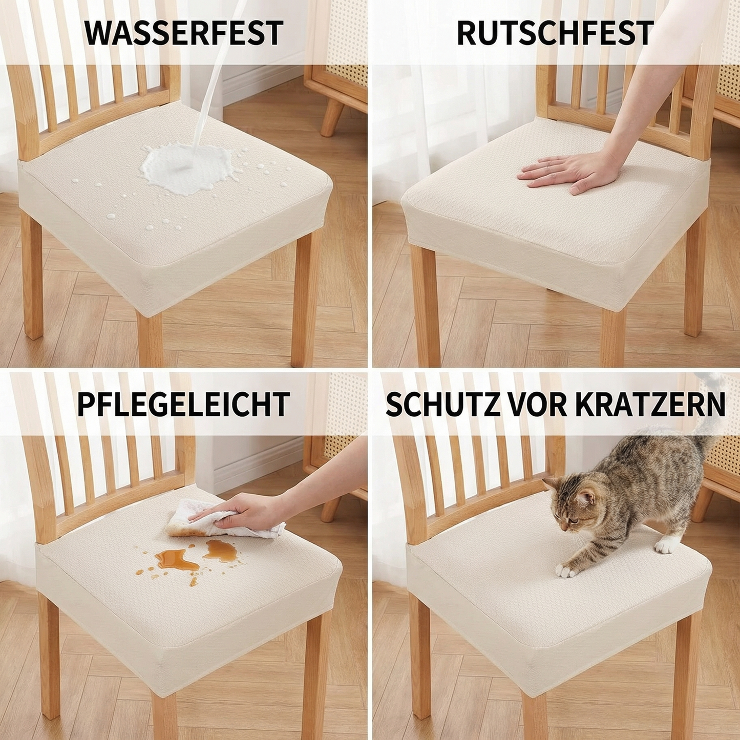 Wasserfester Jacquard-Stuhlkissenbezug – Rutschfest & Pflegeleicht