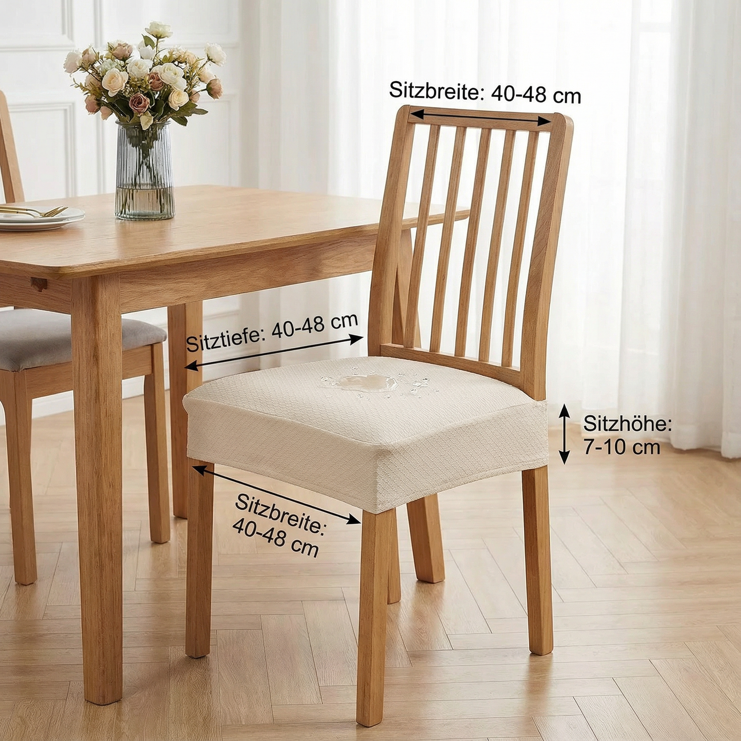 Wasserfester Jacquard-Stuhlkissenbezug – Rutschfest & Pflegeleicht