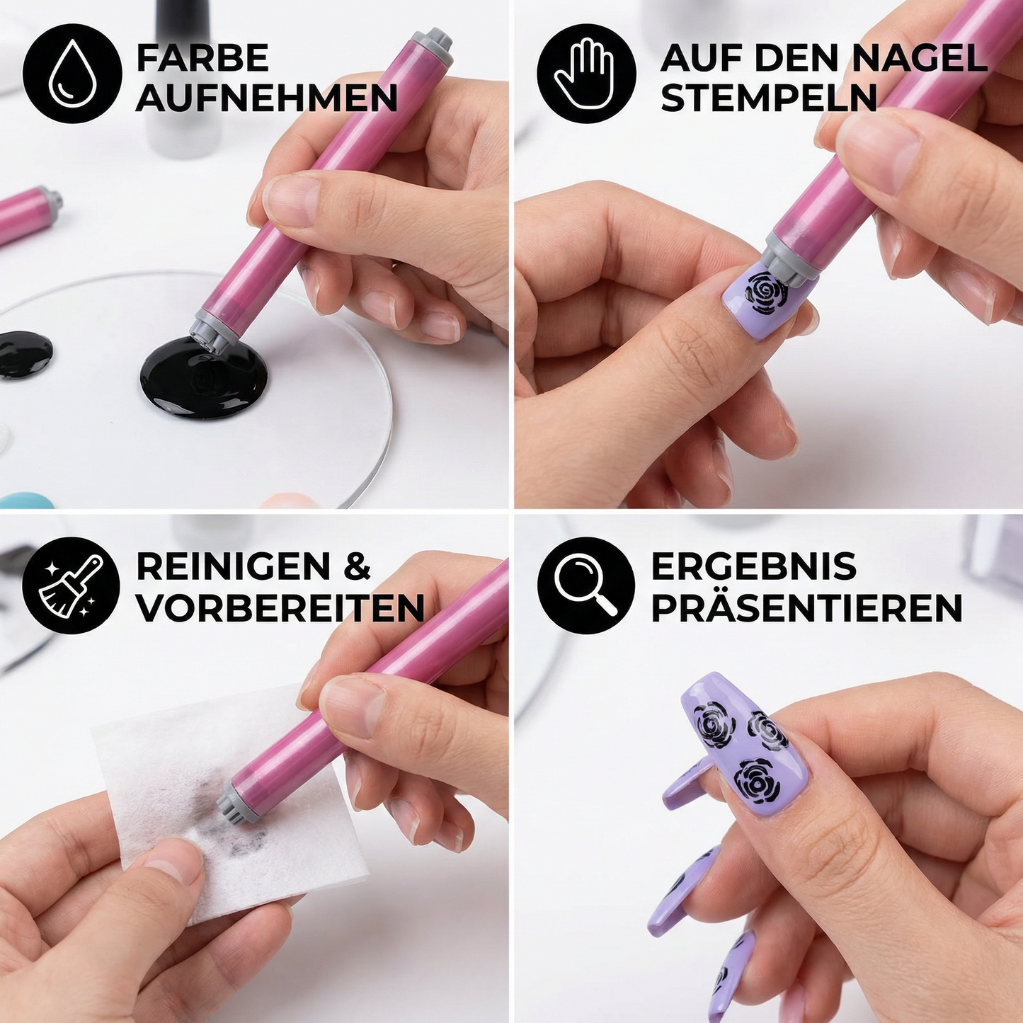 NagelKunst Stempel-Set – DIY Maniküre mit floralen Motiven