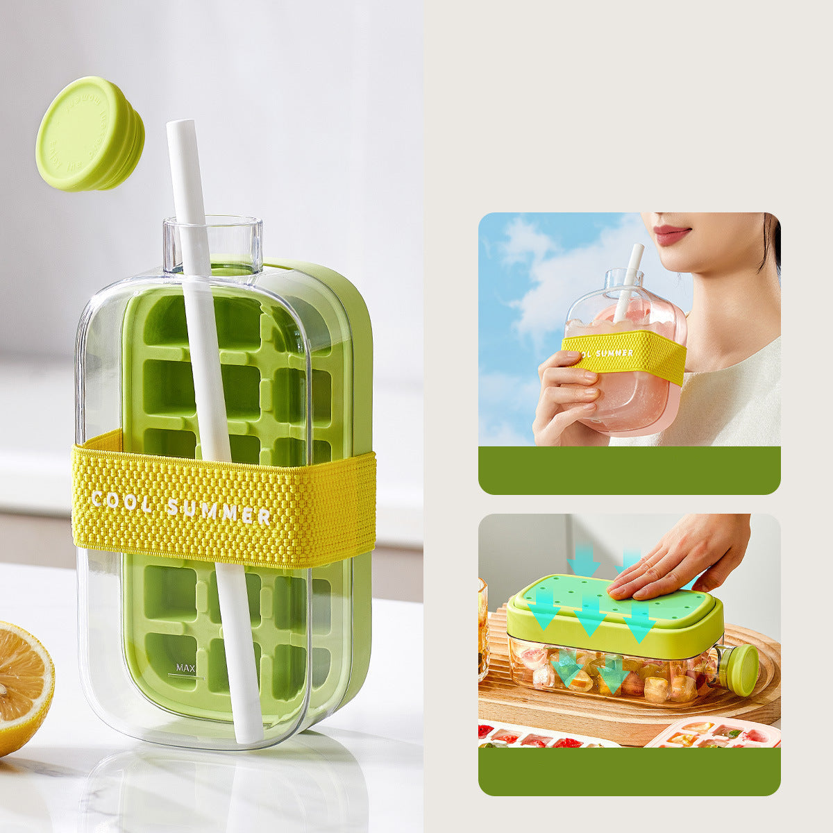 Praktische 2in1 Eiswürfelflasche