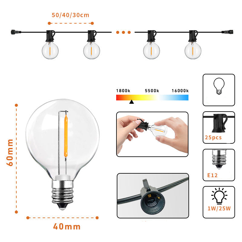 Elegante Solar Glühbirnen Lichterkette