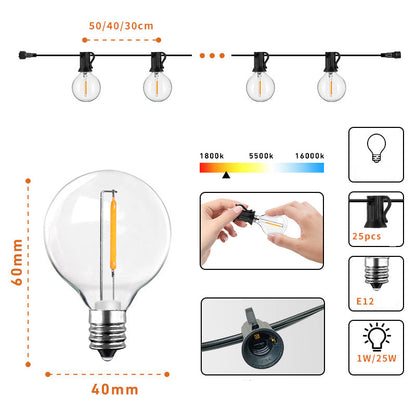 Elegante Solar Glühbirnen Lichterkette