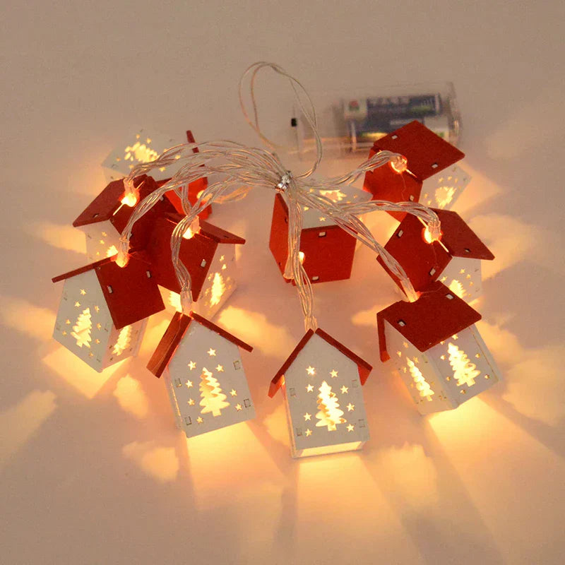 Holz-Weihnachtshäuser mit LED-Beleuchtung für Festliche Dekoration