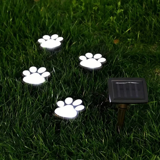 Solarlampe im Pfotenabdruck Design – LED Gartenbeleuchtung in Multicolor für Außenbereich