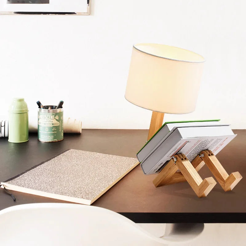 Hölzerne Tischlampe mit Bücherhalter – Modernes Design für Dein Zuhause