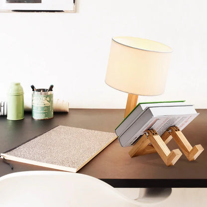 Hölzerne Tischlampe mit Bücherhalter – Modernes Design für Dein Zuhause
