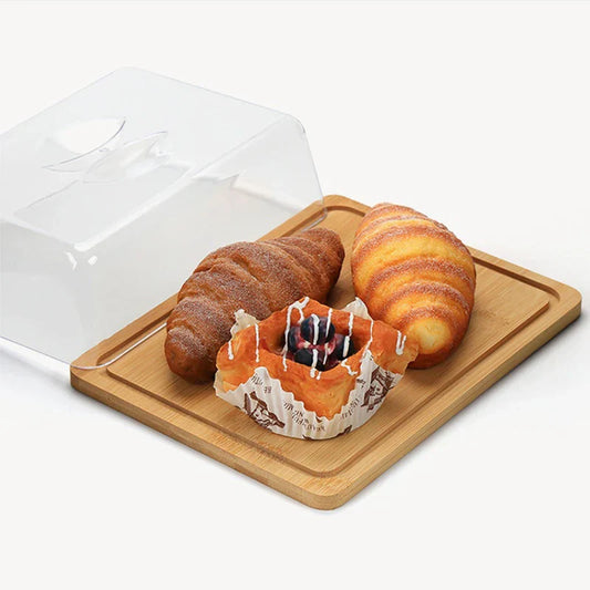 Rechteckige Käse- und Butterdose mit Bambusbrett
